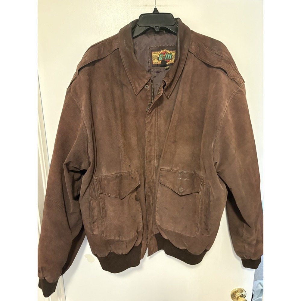 Vintage Global Identity G-III Mens Brown Leather Bomber Jacket-Size XXL